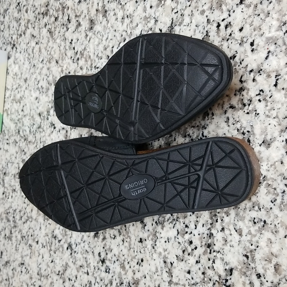 EARTH ORGINS NUBUCK LEATHER SLIDES/MULES, BLK W10 - Picture 4 of 5
